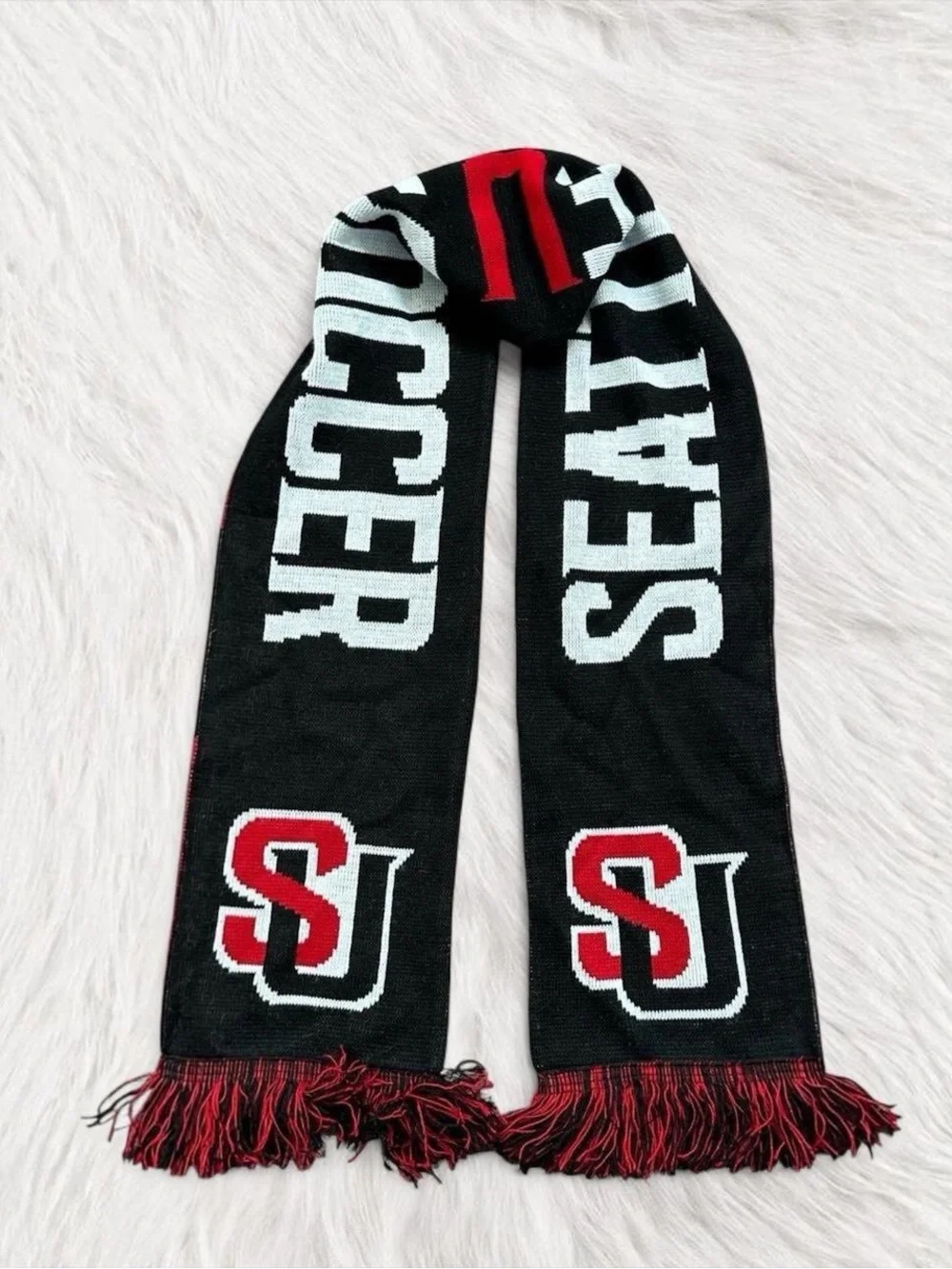 Seattle University Soccer Team Logo Striped Scarf Ruffneck